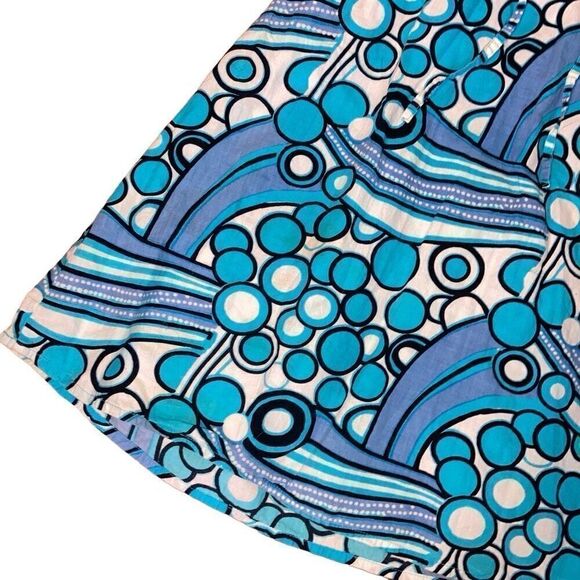 Y2K CYN by Cynthia Mehra Small Blue White Adjustable Strap Printed Mini Dress - Picture 7 of 7